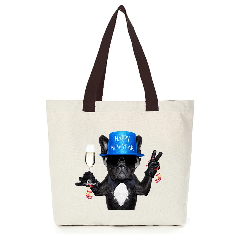 Origina cool dog series canvas custom tote bag customize eco bags diy logo shopping bag with logo  Dachshund Shepherd Dog Poodle (4)