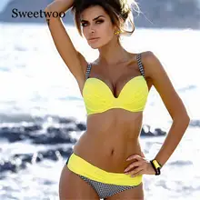 Swimwear Women Bikini S-XXL Biquini Swim Suit Underwire Push Up Swimsuit Female Beachwear Swimming Plaid Sexy Bikini Women sexy triangle bikini set women s xxl large size biquini padded wire free swimwear women swimming suits may female beach outing