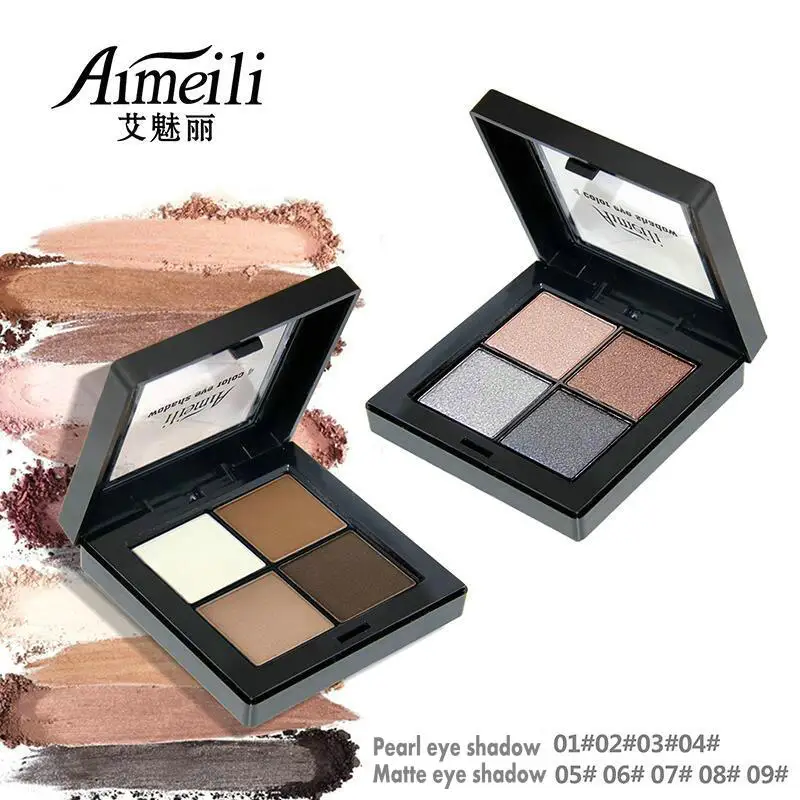 

NOVO Four-color Eye Shadow Ai Mei Li Pattern True Color Bright Smoke Makeup Earth Color Waterproof Pearl Matte