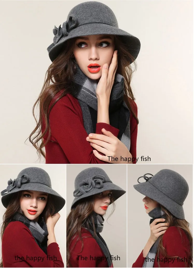 Charming Fedoras ! Women Fedora Hat for Woman Fedora Hats Wide Brim Fedora hat Women Wool  Fedoras Flora (14)