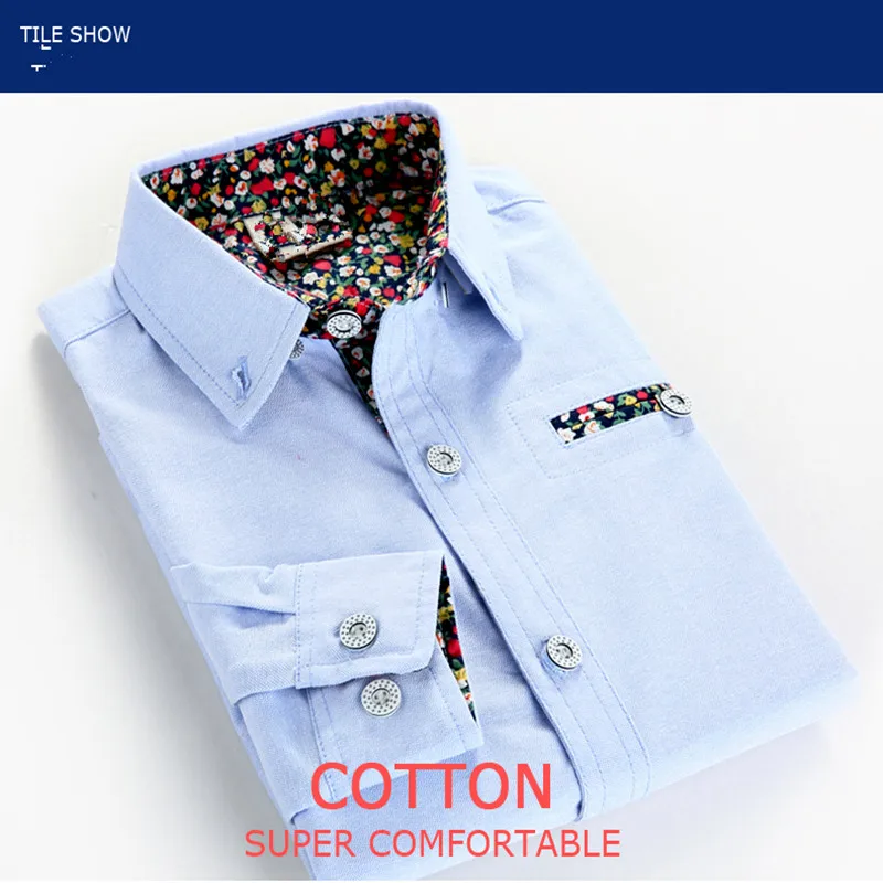 

The children's clothing wear long sleeved shirt 2017 new boys spring autumn Korean floral 95% cotton turn-down collar shirts