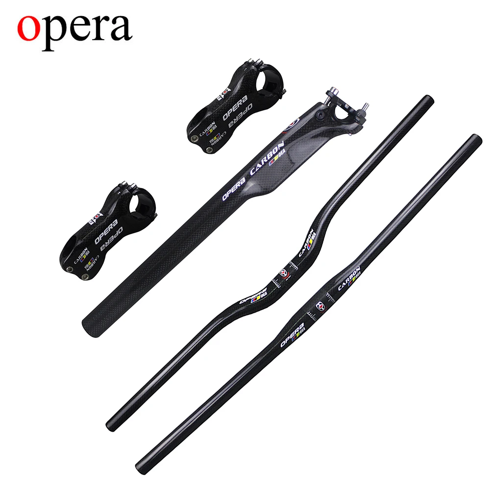 

OPERA fast shipping sale hot 2017 carbon handlebar set mtb bike handlebar + seatpost + stem bike parts selle carbon handlebar