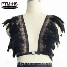 Женский модный сексуальный топ без косточек с перьями, нижнее белье в стиле бохо, Mad max, фестиваль, Rave Burning Man бюстгальтер, топ клетка жгут, танцевальный костюм