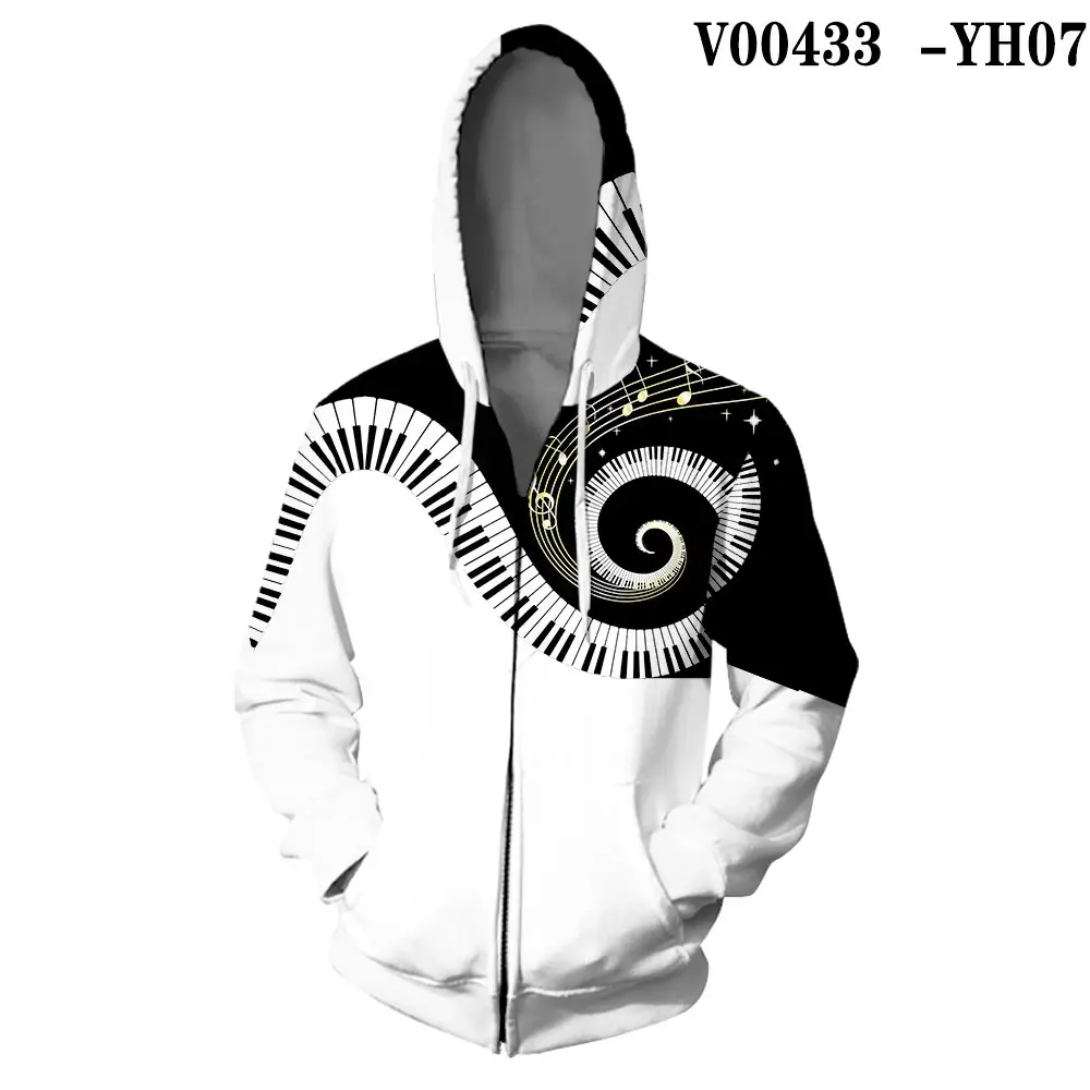 WAMNI Musical Note 3D Print Hooded Sweatshirt Harajuku Piano Fashion Autumn Novelty Hight Street Hoodie Long Sleeve - Цвет: YH07