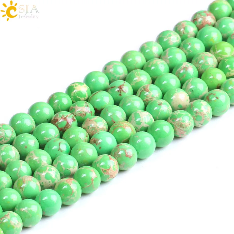 CSJA High Quality Emperor Turquoises Green Howlite Stone Loose Beads 8mm for Jewellery Bracelet Necklace Handmade DIY Chain F221 | Украшения
