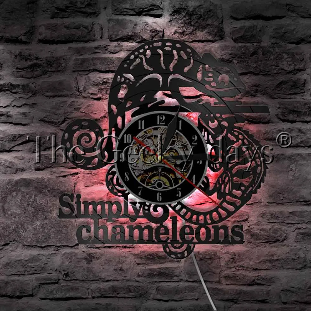 1piece Simply Chameleons Reptile Led Lighting Vinyl Record Wall Led Lighting Vinyl Record Wall