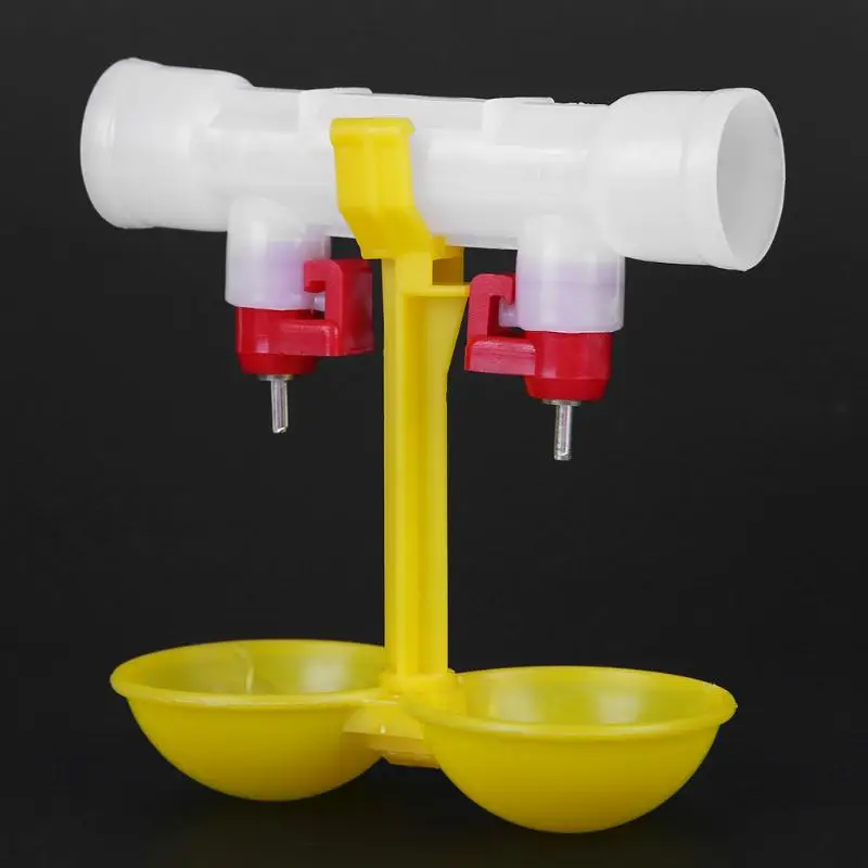 Double Outlet Drinking Hanging Chickens Cups Nipple Drinker Poultry Waterer Home Garden Supplies