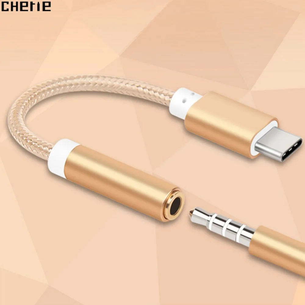 

Cherie Jack Type c Cable To 3.5mm Headphone Aux Converter For Samsung S10 Plus Xiaomi Huawei USB C Cabo Earphone Audio Connector