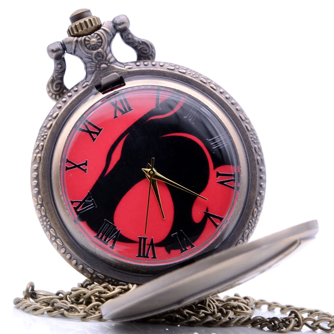 Винтажные бронзовые/черные Sci-Fi фильм цветной циферблат кварцевые карманные часы аналоговый кулон ожерелье Мужские Женские часы цепочка подарок reloj - Цвет: Big Bronze