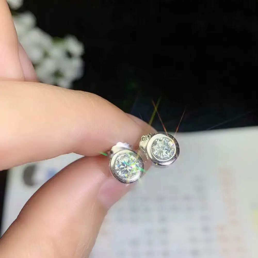 Женские серьги с блестящим кристаллом moissanite из серебра для подарка на день