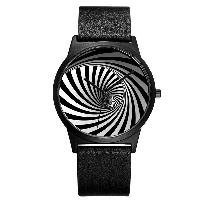 

BS9041 BAOSAILI Women Wrist Watches Personality White and Black Stripe Vortex Unisex Watches Male Hand Clock