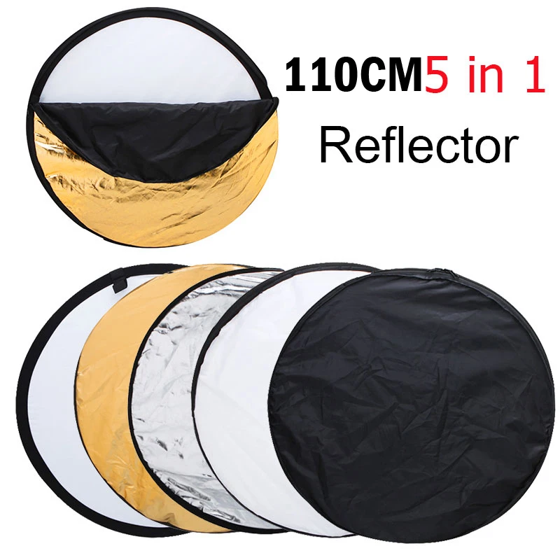 43" 110 cm Round Photography Reflector 5 in 1 Collapsible Multi Disc