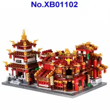 Xb01102 4в1 уличный Китайский Чайный дом, тканевый дом, башня, строительный блок, игрушка