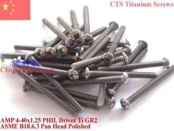 

Titanium screws 4-40x1.25 Pan Head 1# Phillips Driver Ti GR2 Polished 50 pcs