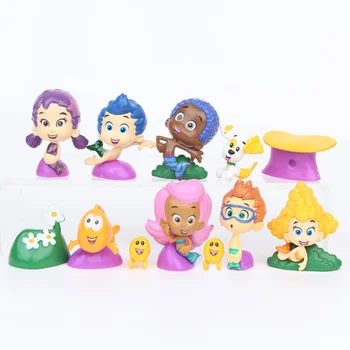 

12 Pcs/Set Bubble Guppies Cute Bubble Puppy Goby Deema Gil Oona Underwater Scenery 2-5CM PVC Action Figure Toys For Childs Gift