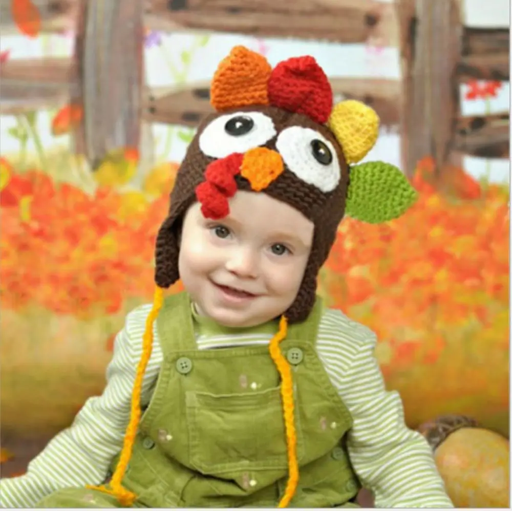 Baby Turkey Hat Hand Crocheted Using Soft Acrylic Yarn For Thanksgiving