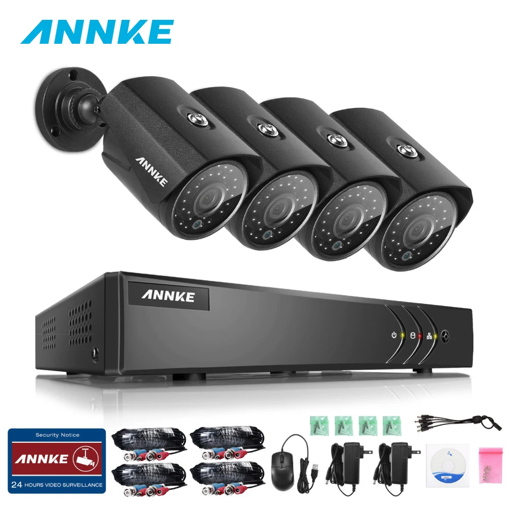 ANNKE 720 P домашняя система видеонаблюдения 4CH 5в1 DVR 4 шт. 1.3MP 960 Smart IR Cut наружная пуля