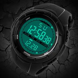 Лидер продаж 2015 горячие Для Мужчин's Водонепроницаемый светодиодный силиконовой лентой таймер кварцевые спортивные наручные часы Для