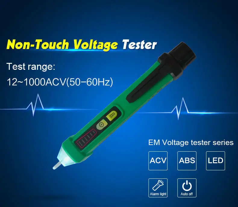 Многофункциональный детектор тестер напряжения переменного тока Датчик Бесконтактный индукционный Электрический ручка светодиодный дисплей 12-1000 в