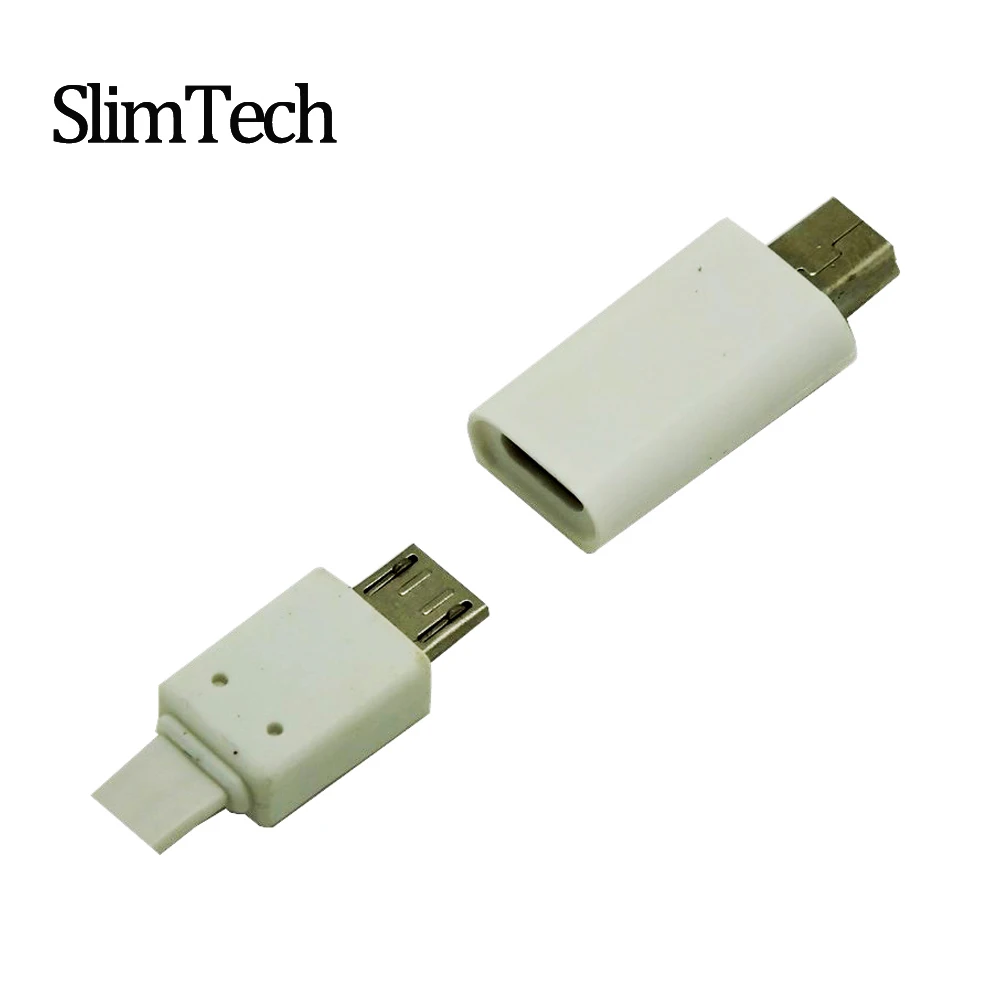 2 pcs /lot White Mini Usb Male to Micro usb female adapter connector