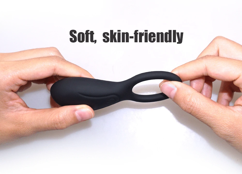 Silicone USB Charging 10 speeds Male Vibrating Lock Cock Ring Delay Lasting Penis Ring Vibrator Adult Sex Toys for Men & Couple