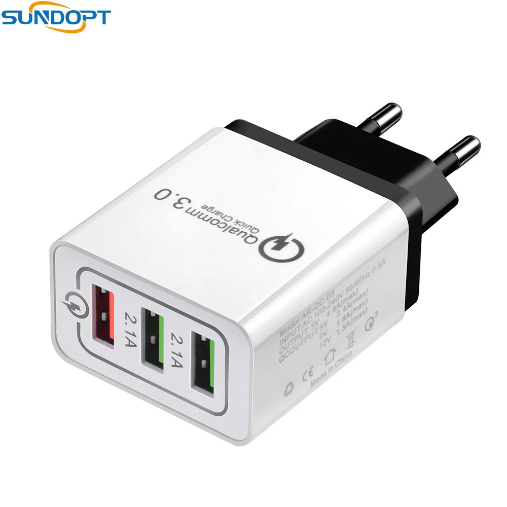 Быстрое зарядное устройство QC3.0 с 3 портами USB-устройство для зарядки телефонов