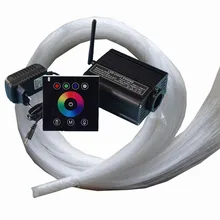 Высокое качество DC12V RGBW 16 Вт led волоконно-оптический свет двигатель+ 2.4 г сенсорный контроллер+ 500 шт. 2 м 0.75 мм конец Свечение Волоконно-оптический кабель