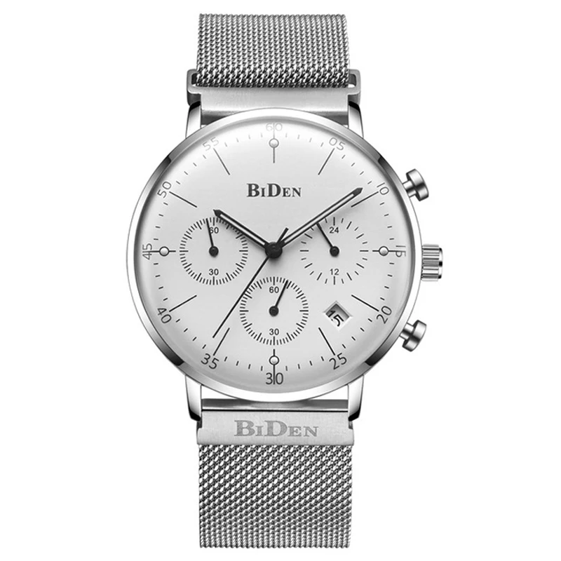 

BIDEN Fashion Casual Famous Watch Men Luxury Brand Stainless Steel Milanese Loop Strap Chronograp Men's Watches Women Watch