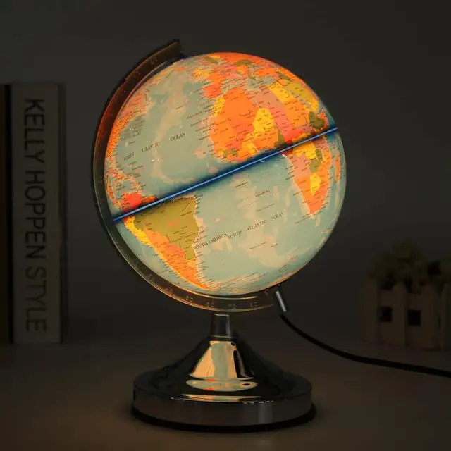 Verlichte Blauwe Oceaan Wereld Aarde Globe Roterende Tafel ... Verlichte Blauwe Oceaan Wereld Aarde Globe Roterende Tafel ...