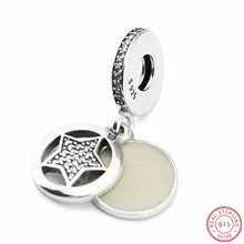 Прозрачный CZ перламутровый эмаль дружба звезда Висячие бусины для самостоятельного изготовления ювелирных изделий Fit PANDORA Подвески Серебро 925 FL587