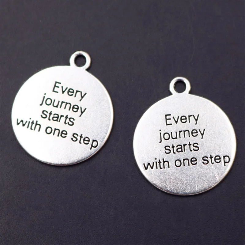 

8pcs 25*21mm ,Words Charms, Antique silver every journey stars with one step words Charm pendant, DIY supplies,Jewelry Making