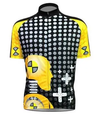 

Cycling shirt Sports Wear Robot Pattern Bicycle Clothing Men Cross and Polka Dot top Sleeve Cycling Clothes
