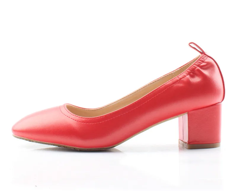 Обувь модные женские офисные туфли-лодочки из натуральной кожи с закругленным носком и квадратным каблуком 2 дюйма размеры 34-41 K-307 - Цвет: color 4 with leather