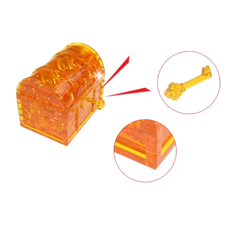 

3D Crystal Treasure Chest Puzzle Flash Light DIY Jigsaw Three-dimensional sense Building Children Educational Toys