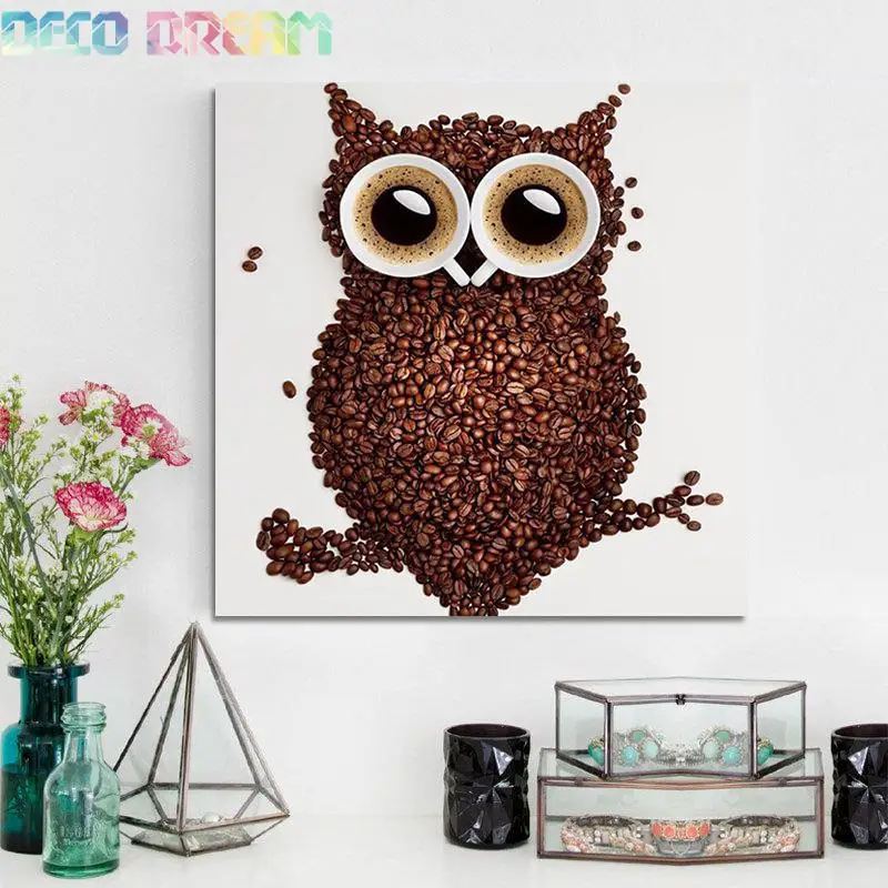 

Diy Full Round Pebble Kids Diamond Embroidery Painting Rhinestones Kit So Cute Coffee Owl Cartoon Mosaic Hobby Gift Dropshipping