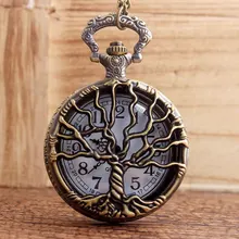 Жизнь дерево старинные карманные часы Античная бронза дерево жизни кварцевые карманные часы ожерелье брелок цепочка для женщин и мужчин часы hora reloj