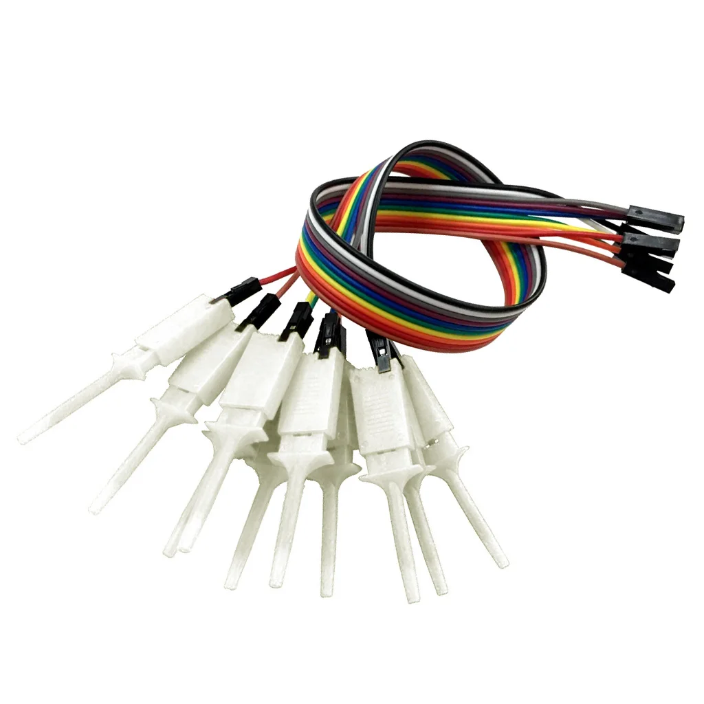 6 Pcs Connect the Chip Pins 10-Pin Test Hook Clip For Logic Analyzer - Assorted Color
