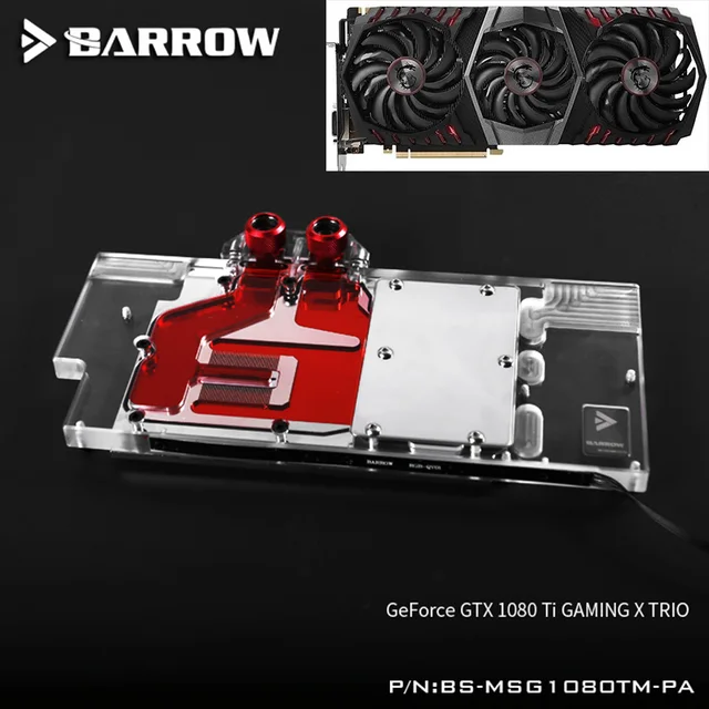 Modest BARROW Full Cover Graphics Card Block use for MSI GTX1080Ti GAMING X TRIO GPU Radiator Block RGB Light to AURA 4PIN