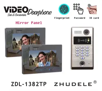 

New Arrival Wired 7" Video Door Phone Fingerprint&Password&ID Card Doorbell Intercom System with Door Access Control System 1V2