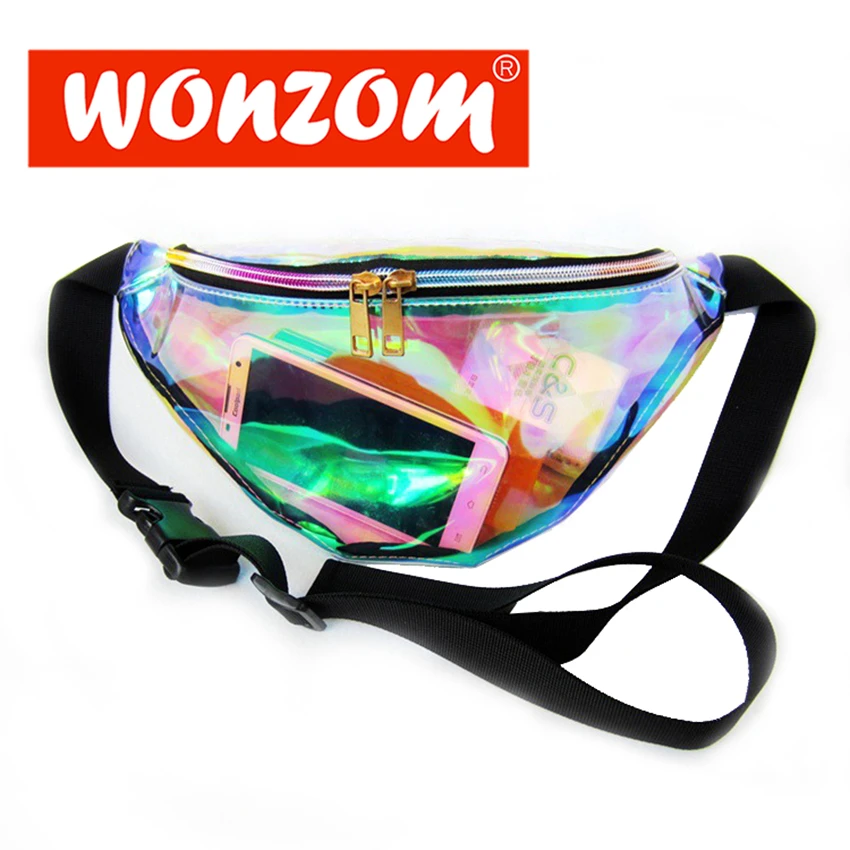 WONZOM New Holographic Fanny Pack Laser Waist Packs Heuptas Hip Bag Women's Waistband Banana Bags Waist bag Unisex bolso cintura