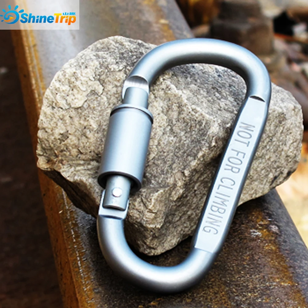 

10 pcs ShineTrip Tactical D Shape Aluminum Alloy Backpack Hanging Hook With Lock Outdoor Equipment Hiking Buckle EDC Tool
