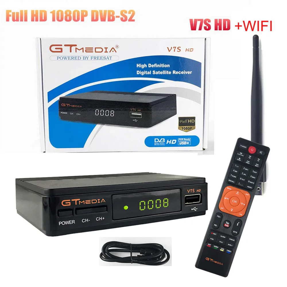 Gtmedia V7S HD DVB-S2 спутниковый ресивер цифровой конвертер 1080p Поддержка USB WiFi антенна PowerVu, DRE& Biss ключ USB PVR готов