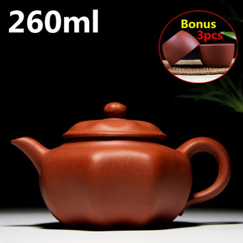 

Chinese Handmade Yixing Zisha Teapot Tea Pot 260ml Authentic Kung Fu Tea Set Porcelain Kettle Teapots Ceramic Set Bonus 3 Cups