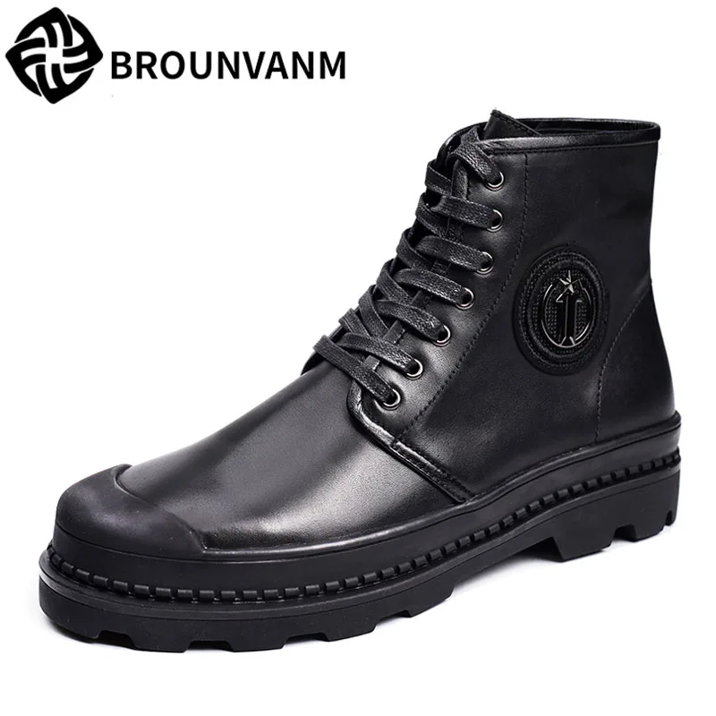 

Men Martin boots, new autumn winter British retro men shoes zipper leather shoes breathable sneaker fashion boots men casual