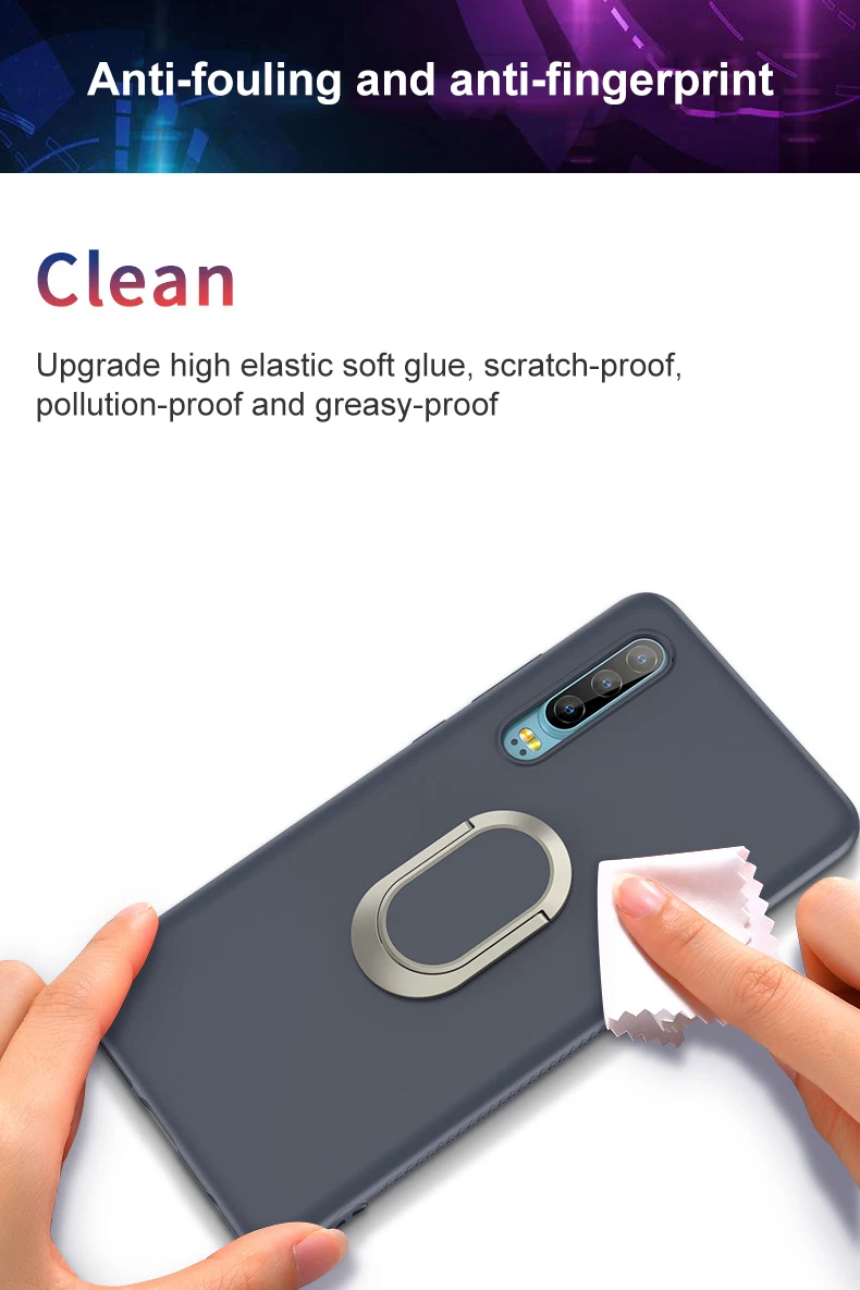 With Finger Ring For Huawei P30 Mate20 Pro 20X Soft Slim TPU Plain Case Anti Slip Luxury Brand Silicone For Huawei P30Pro Case