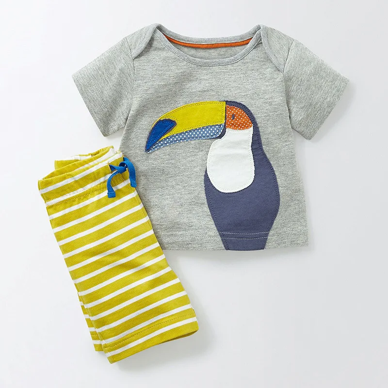 

Little maven 1-6Years Cartoon Parrot Print Baby Kids Boys Clothing Sets For Summer Children Boys Outfits Suits 1pcs Shirt +Pants
