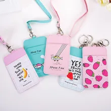 1 шт. милые летние карты фруктов чехол 11*7 см прибл-шеи веревка, ключ крюк дизайн, автобус, держатель для ID карты Чехол мешочек с держателем