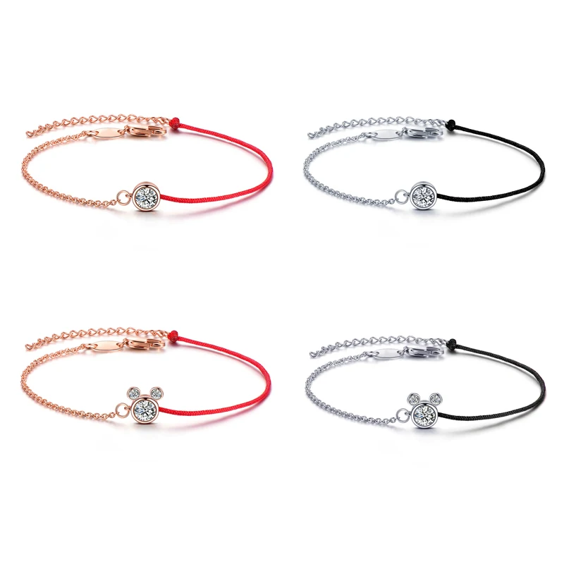 Простой Привлекательный красный веревочный браслет, черный, розовое золото, циркониевый браслет, женский темперамент, счастливые ювелирные изделия для женщин, влюбленных, ювелирные изделия из бисера