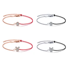 Простой Привлекательный красный веревочный браслет, черный, розовое золото, циркониевый браслет, женский темперамент, счастливые ювелирные изделия для женщин, влюбленных, ювелирные изделия из бисера
