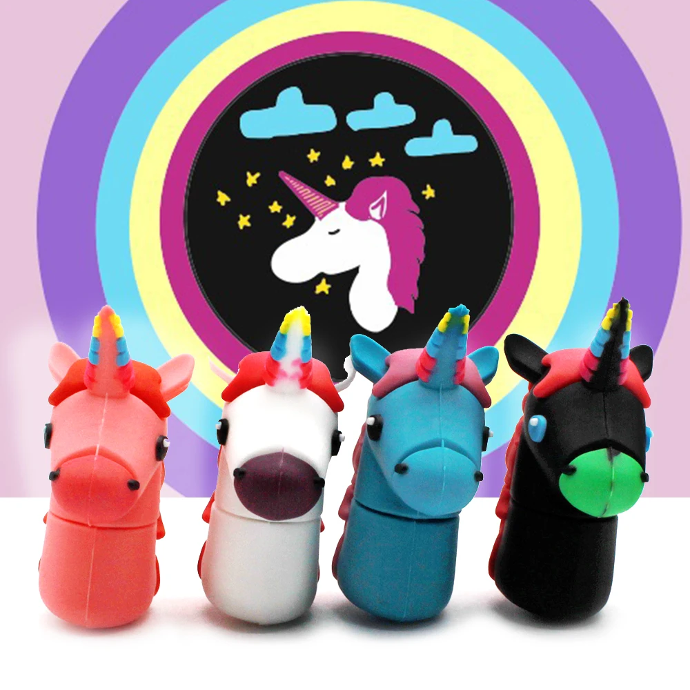 Dr. памяти rainbow Unicorn U диск мультфильм USB Flash Drive 4 г 8 г 16 г 32 г 64 г флешки милый Pen Drive 4 цвета Рождественский подарок